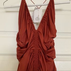 Gorgeous tan/auburn fitted dress